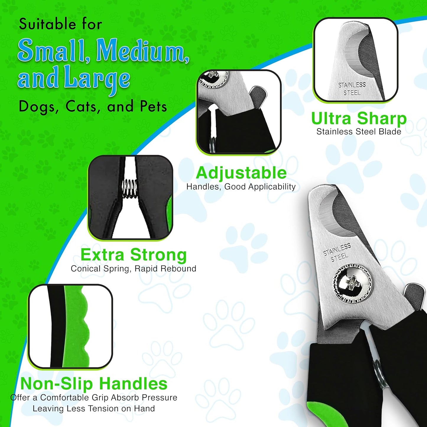 Ultimate Dog & Cat Nail Clippers with Nail File - Professional Trimmers for All Breeds - Grooming Tool with Lick Mat - Stylish Green Design