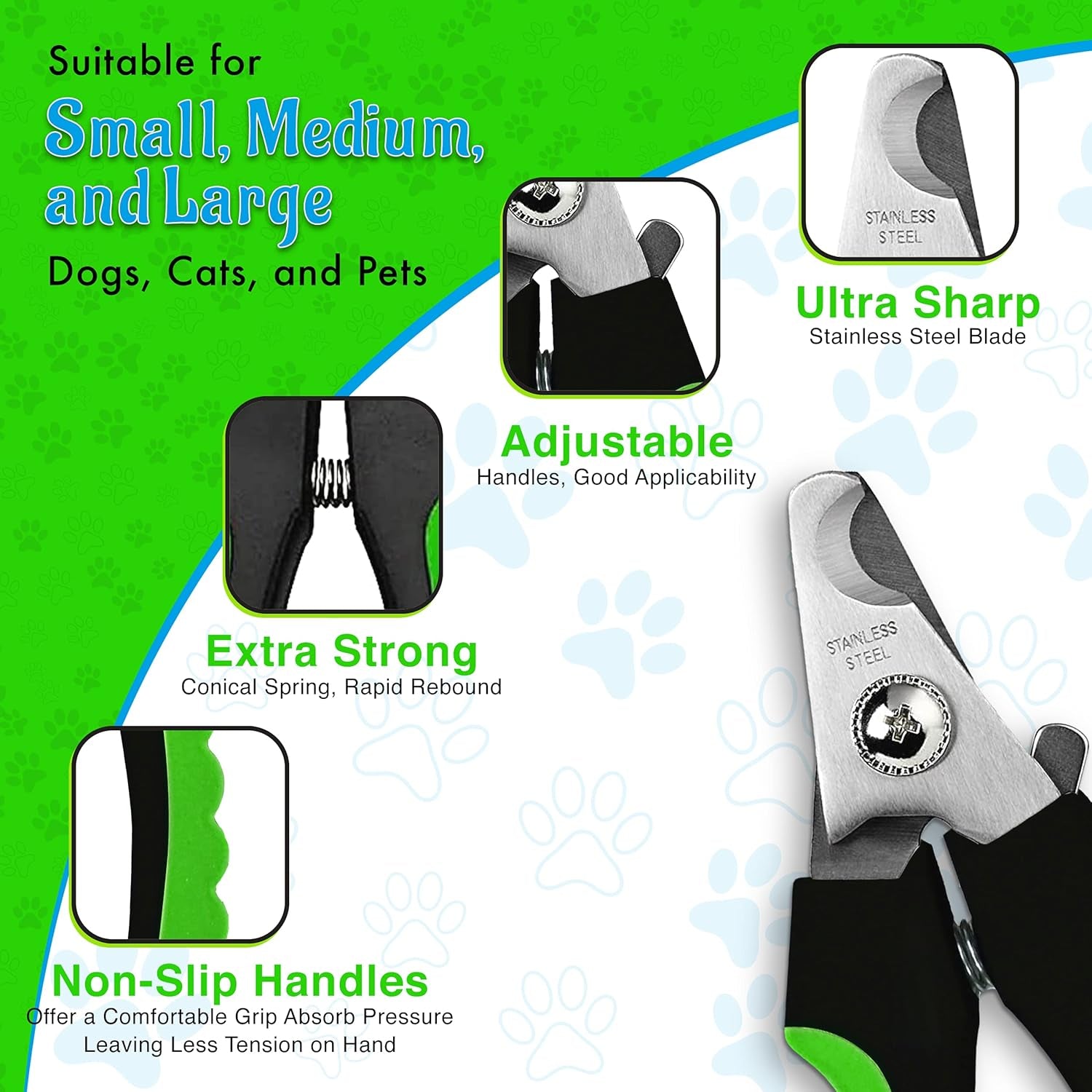 Ultimate Dog & Cat Nail Clippers with Nail File - Professional Trimmers for All Breeds - Grooming Tool with Lick Mat - Stylish Green Design