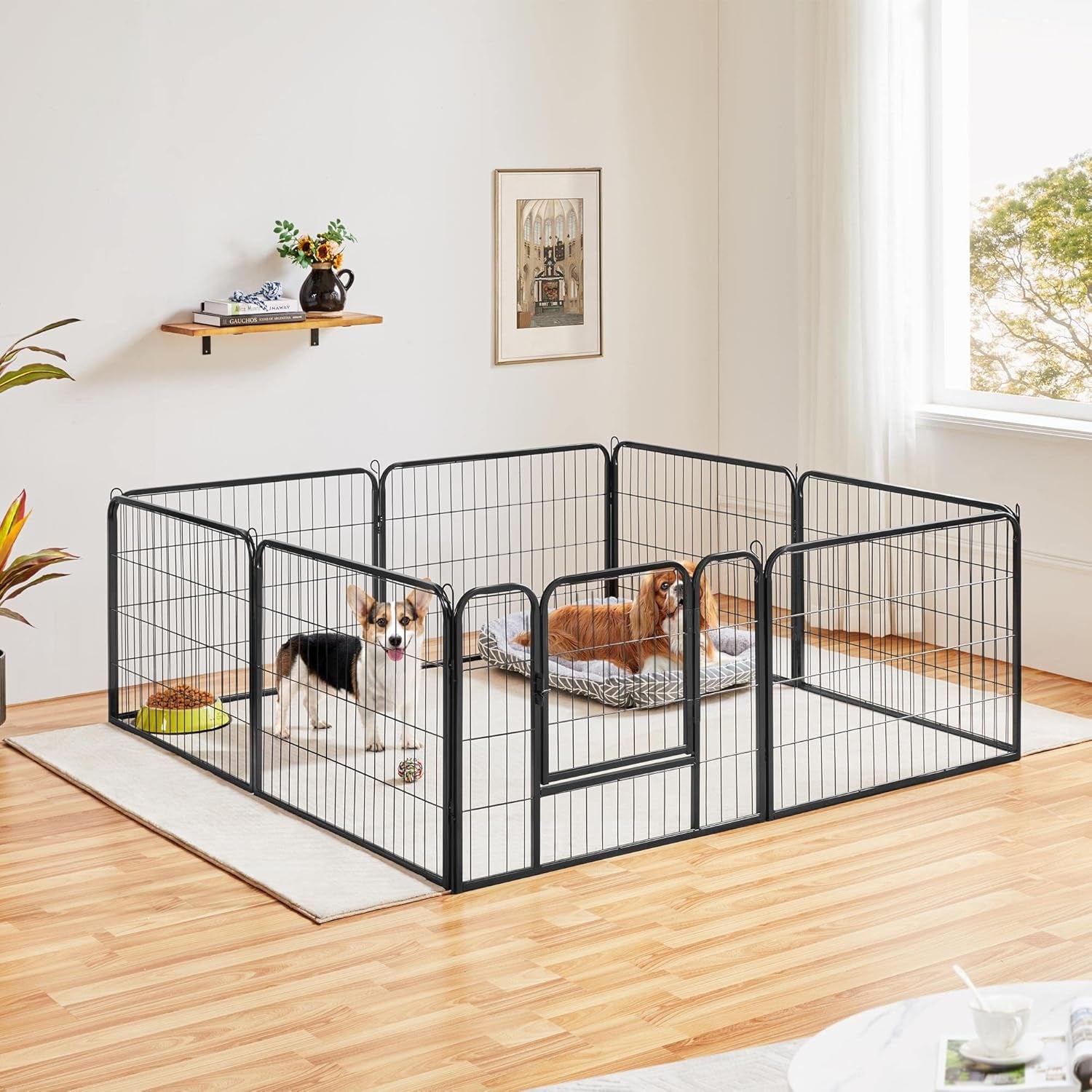 Dog Playpen Indoor, Extra Wide Outdoor Dog Fence Foldable Pet Puppy Exercise Pen for Yard/Garden/RV Camping, 16 Panels 24 Inch Height x 32 Inch Width