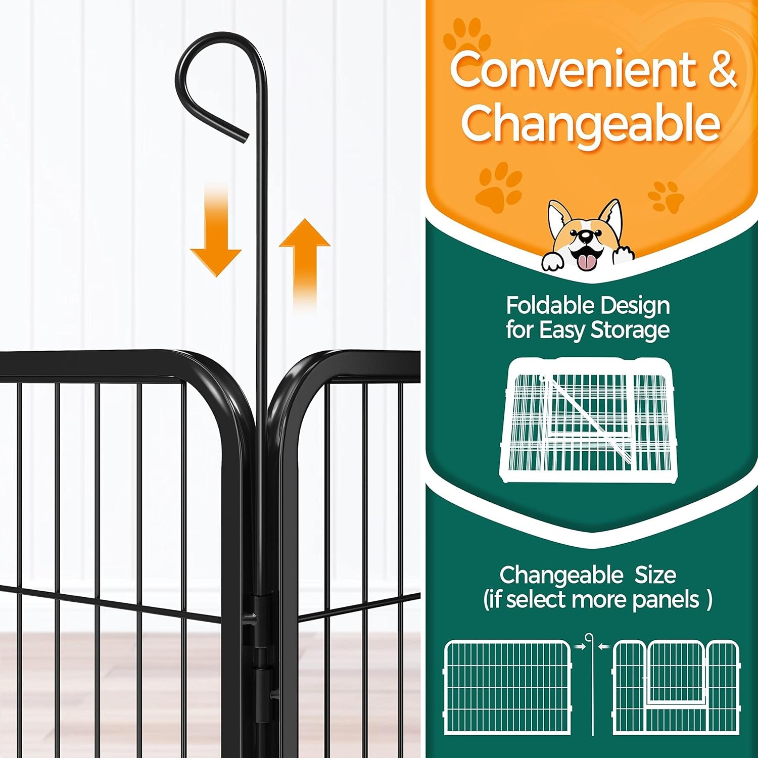 Dog Playpen Indoor, Extra Wide Outdoor Dog Fence Foldable Pet Puppy Exercise Pen for Yard/Garden/RV Camping, 16 Panels 24 Inch Height x 32 Inch Width