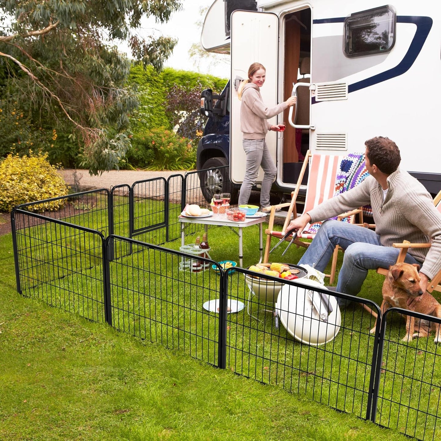 Dog Playpen Indoor, Extra Wide Outdoor Dog Fence Foldable Pet Puppy Exercise Pen for Yard/Garden/RV Camping, 16 Panels 24 Inch Height x 32 Inch Width