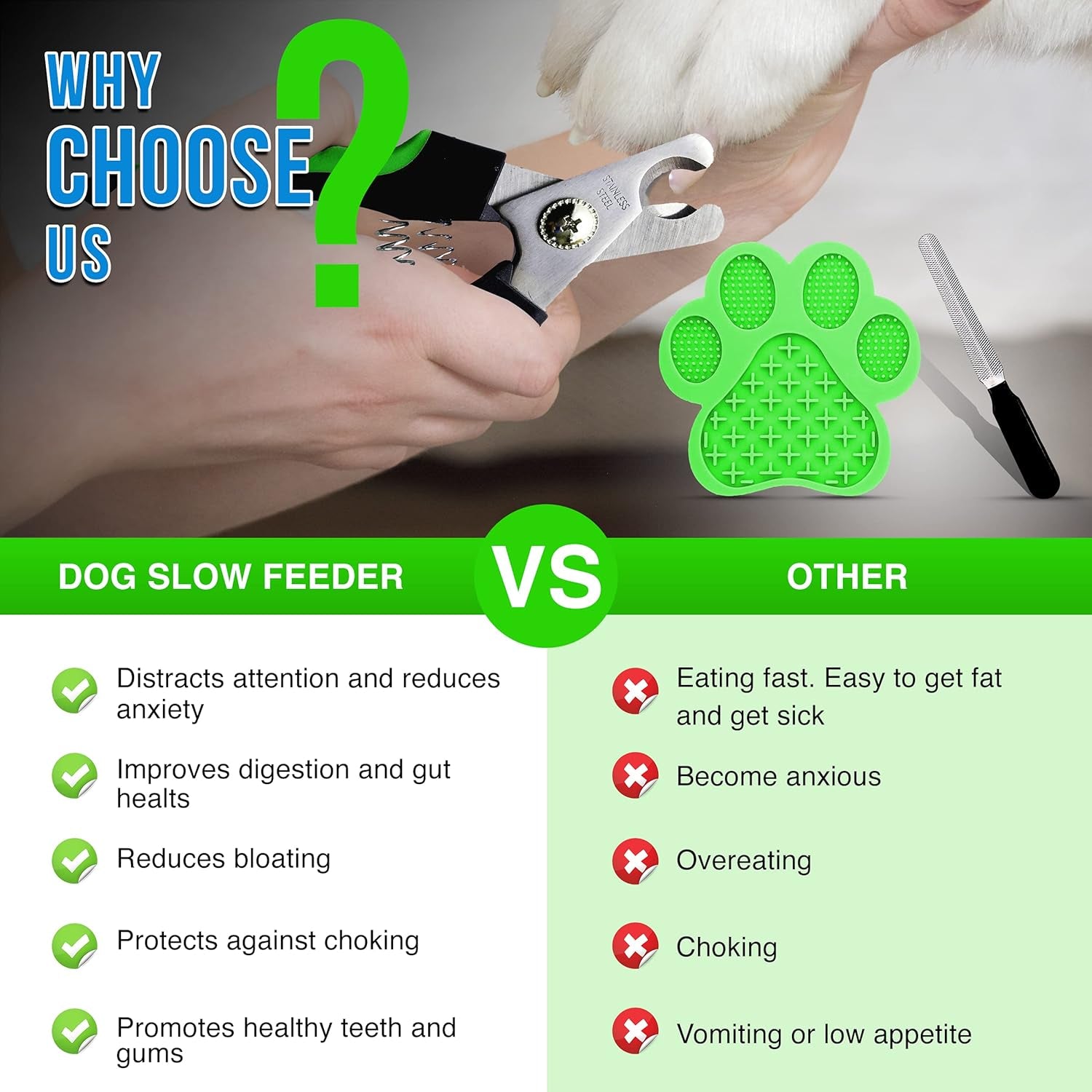 Ultimate Dog & Cat Nail Clippers with Nail File - Professional Trimmers for All Breeds - Grooming Tool with Lick Mat - Stylish Green Design